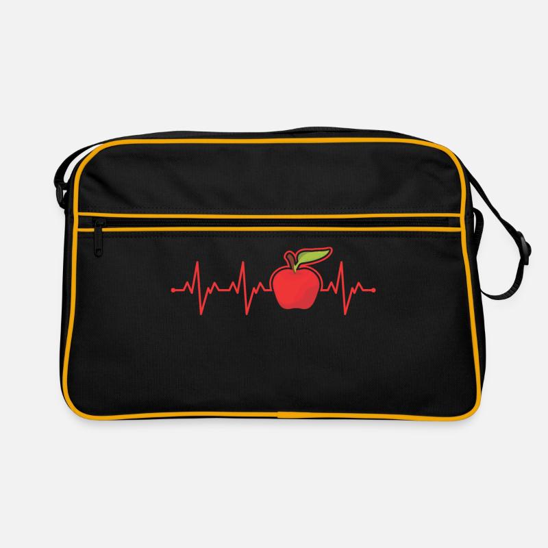 Apfel - Retro Tasche - Schwarz/Gold