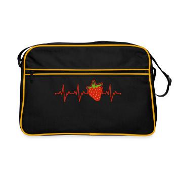 Erdbeere - Retro Tasche - Schwarz/Gold - Vorne