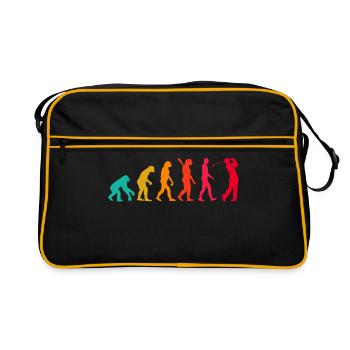Evolution Graphic Golfer Golf Player Golfing Golf - Retro Tasche - Schwarz/Gold - Vorne