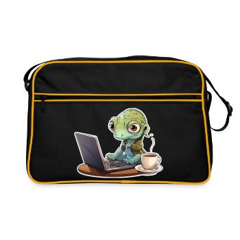 Gecko Home Office Coffee Laptop Chemise drôle - Sac Retro - noir/or - Devant