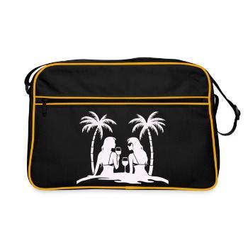 Silhouette style tropical plage nuit - Sac Retro - noir/or - Devant