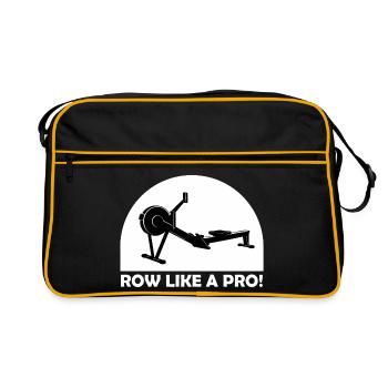 Row Like A Pro! Indoor Rowing - Retro Tasche - Schwarz/Gold - Vorne