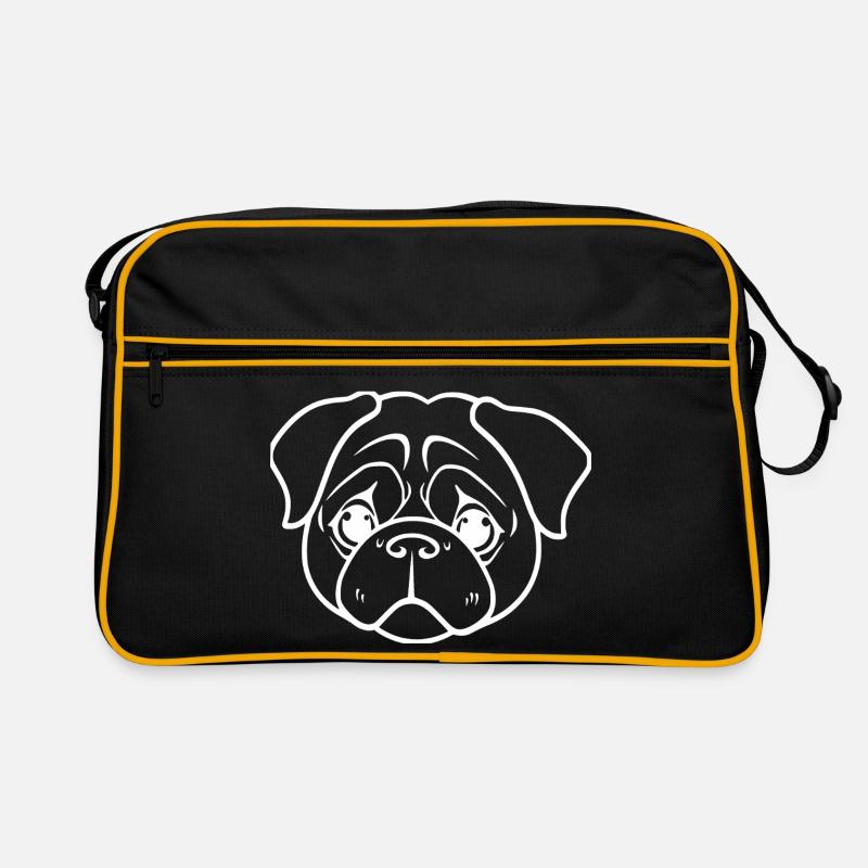 Mops Hunde T-shirt Geschenkidee - Retro Tasche - Schwarz/Gold