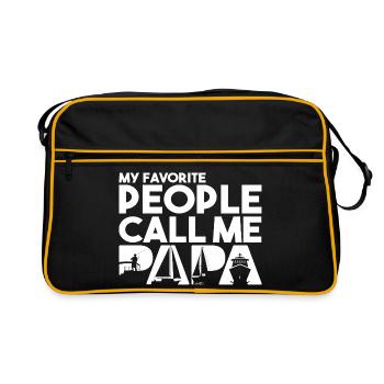 Mes préférés m’appellent Papa Bateau Voile - Sac Retro - noir/or - Devant