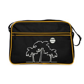 Palmiers tropicaux au coucher du soleil - Sac Retro - noir/or - Devant