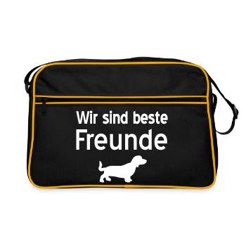 Dackel - Retro Tasche - Schwarz/Gold - Vorne