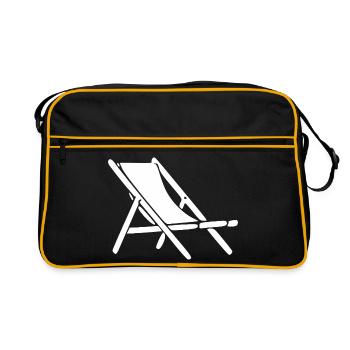 Chaise longue plage Téléchaise longue plage Voyage de vacances à la plage - Sac Retro - noir/or - Devant