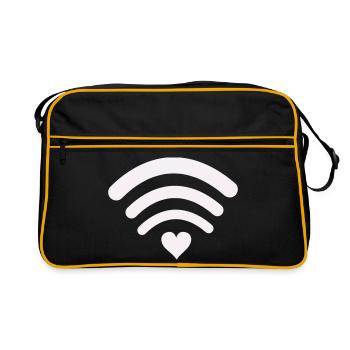 Wifi Love Heart Wifi Design - Sac Retro - noir/or - Devant