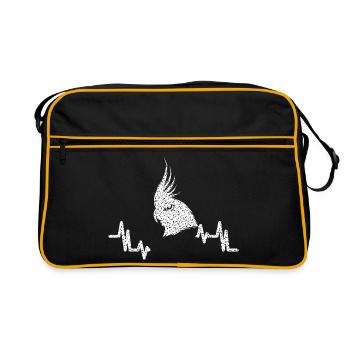 Nymphensittich - Velcro Bird With A Mohawk - Vogel - Retro Tasche - Schwarz/Gold - Vorne