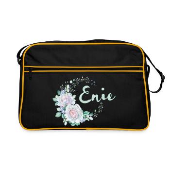 Blumenrahmen Enie - Retro Tasche - Schwarz/Gold - Vorne