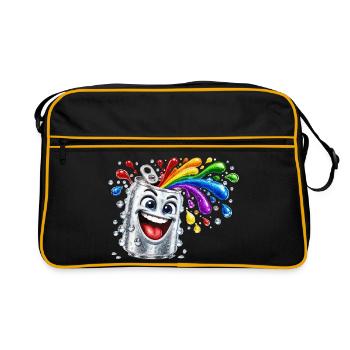 Fröhliche Farbdusche aus Dose - Retro Tasche - Schwarz/Gold - Vorne