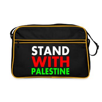 Stand with palestine - Retro Tasche - Schwarz/Gold - Vorne