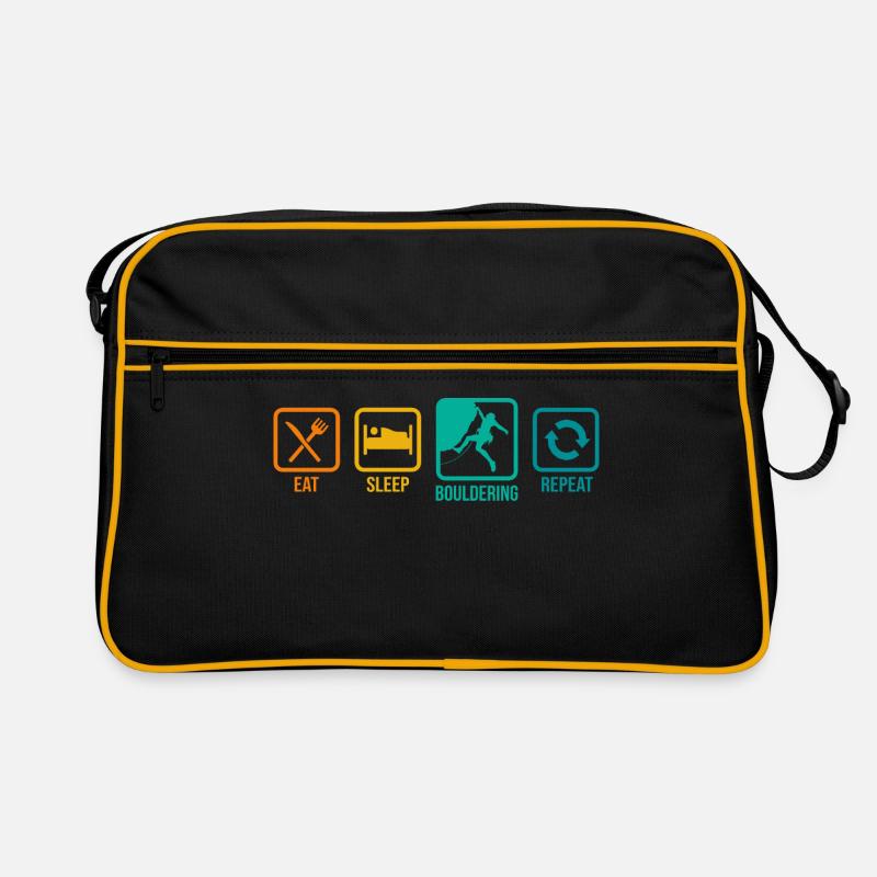 Eat Sleep Bouldering Repeat Rock Boulder Climbing Retro Tasche