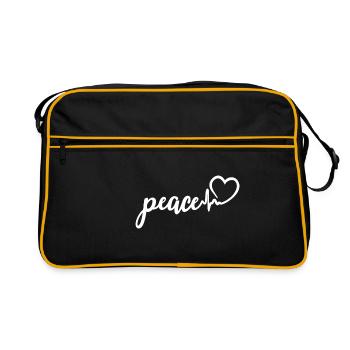 peace heartbeat peace love peace - Retro Bag - black/gold - Front
