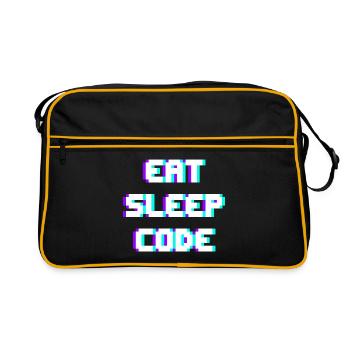 EAT SLEEP CODE Programmierer Coder Motto - Retro Tasche - Schwarz/Gold - Vorne