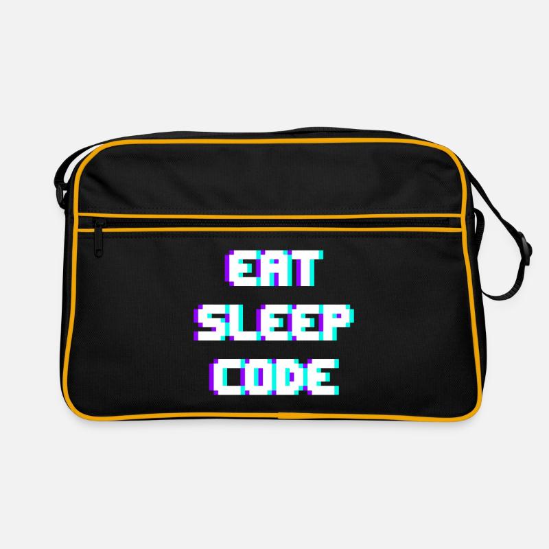 EAT SLEEP CODE Programmeur Coder Devise Sac Retro