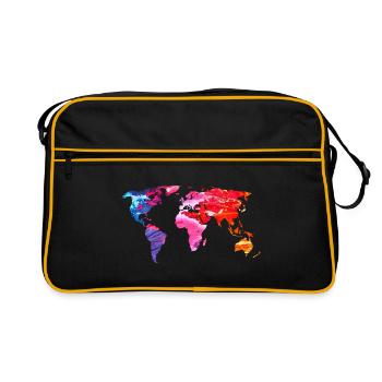 Carte du monde colorée du monde - Sac Retro - noir/or - Devant