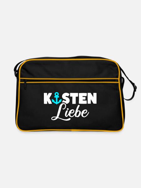 Küsten Liebe Anker Meer - Retro Tasche - Schwarz/Gold - Vorne