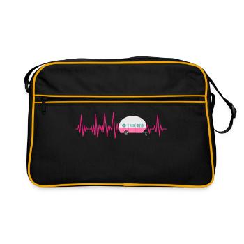 Campeuse ECG battement de coeur Camping Caravane - Sac Retro - noir/or - Devant