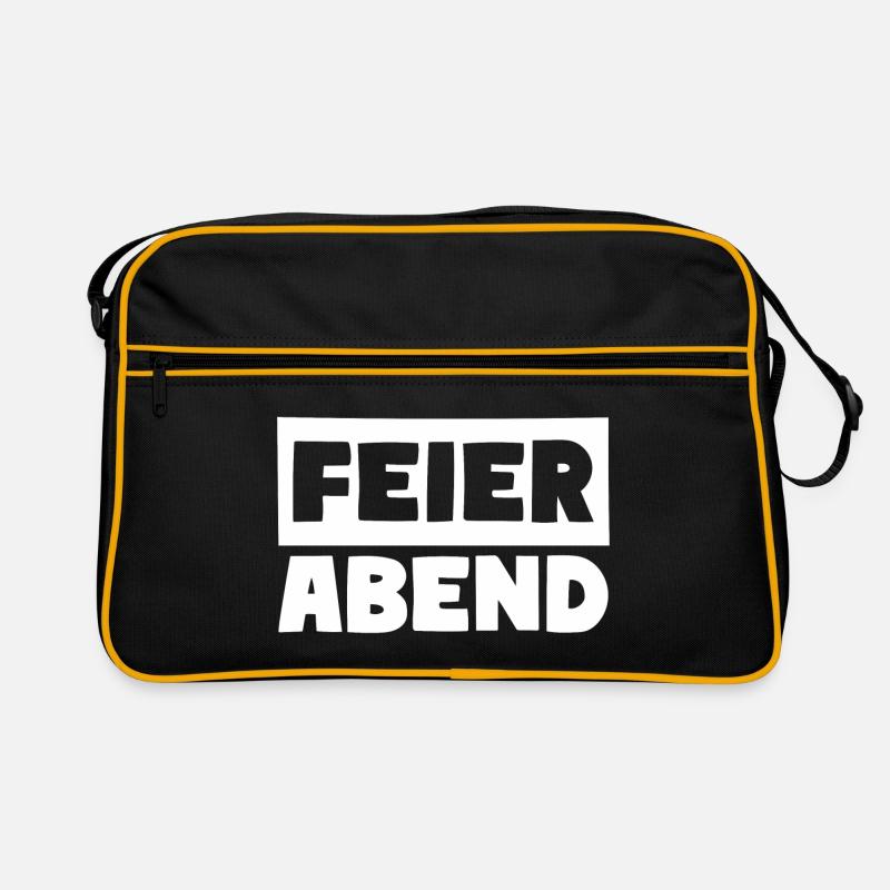 FEIERABEND Wochenende Urlaub Job Beruf - Retro Tasche - Schwarz/Gold