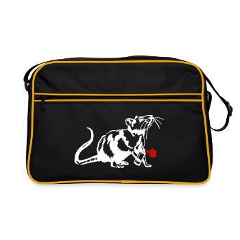 Street Art Rat avec Graffiti Can - Sac Retro - noir/or - Devant