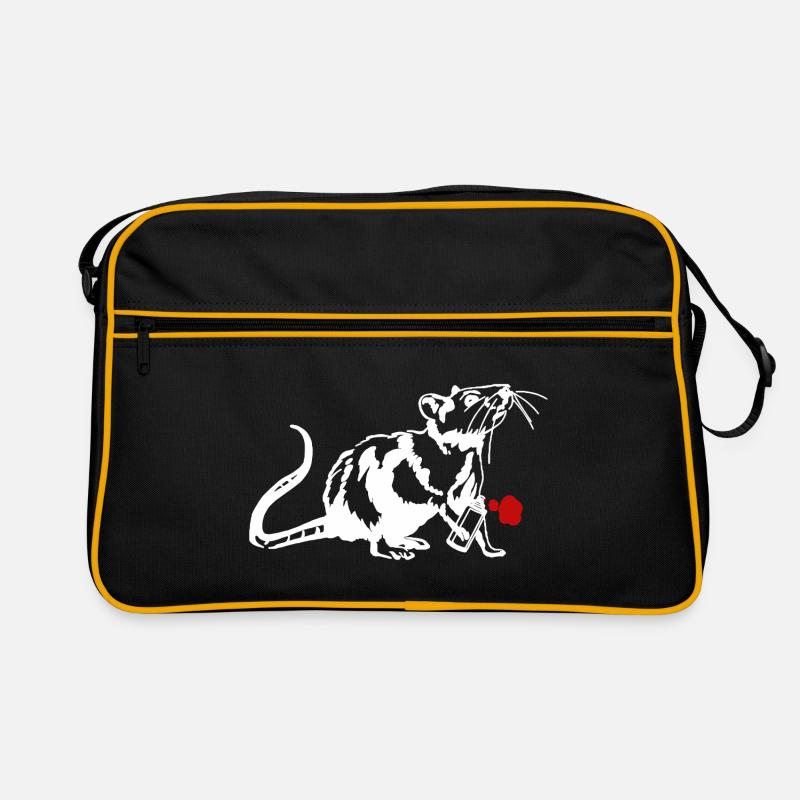 Street Art Rat avec Graffiti Can - Sac Retro - noir/or