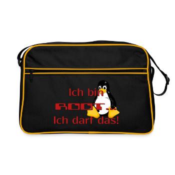 Ich bin Root, ich darf das! - Retro Tasche - Schwarz/Gold - Vorne