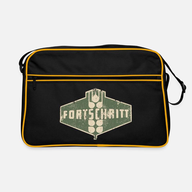 IFA FORTSCHRITT - Retro Logo Ostalgie LPG - Retro Tasche - Schwarz/Gold
