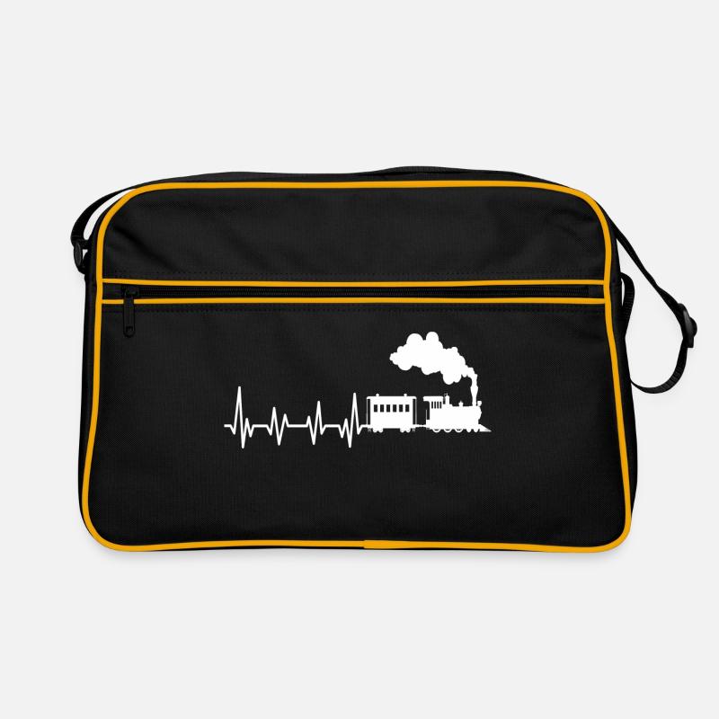 Eisenbahn Herzschlag Zug Lok Pulsschlag - Retro Tasche - Schwarz/Gold