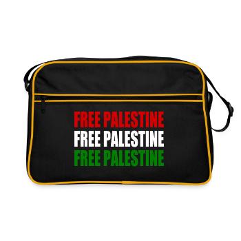 Free palestine - Retro Tasche - Schwarz/Gold - Vorne