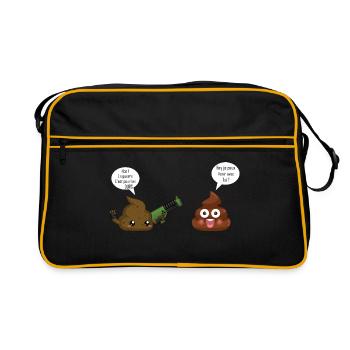 crotte dialogue humour idée cadeau citations drôle - Sac Retro - noir/or - Devant