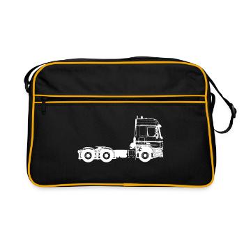 LKW 3 Achser weiß camion - Retro Tasche - Schwarz/Gold - Vorne