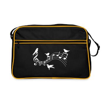 Birds and music | Birds and Music - Retro Bag - black/gold - Front