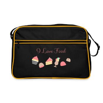 J'aime la nourriture en anglais - Sac Retro - noir/or - Devant
