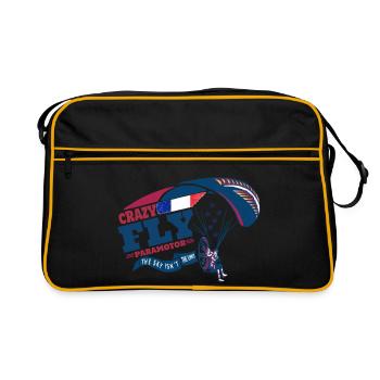 Paraglier propulsé paramoteur Crazy Fly France drapeau - Sac Retro - noir/or - Devant