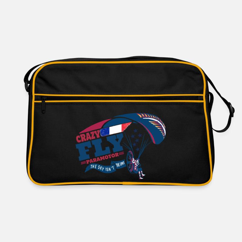 Paraglier propulsé paramoteur Crazy Fly France drapeau Sac Retro