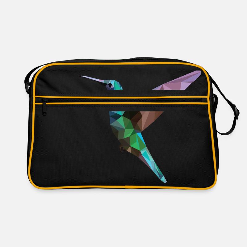 Bunter Kolibri - Retro Tasche - Schwarz/Gold