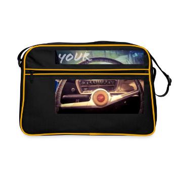 Folge deinem Weg - Retro Tasche - Schwarz/Gold - Vorne