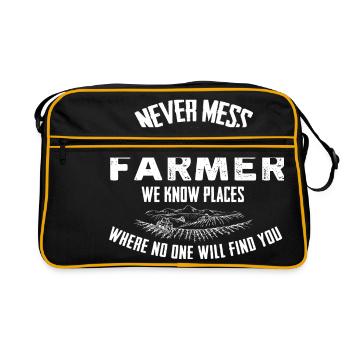 Farmer Never mess - Retro Bag - black/gold - Front