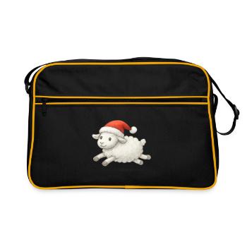Sheep with Santa hat - Retro Bag - black/gold - Front