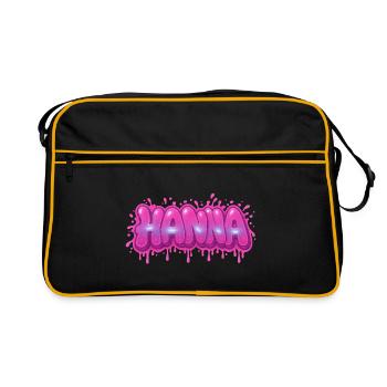 Graffiti  HANNA Prénom cadeau idéal imprimable sur - Sac Retro - noir/or - Devant