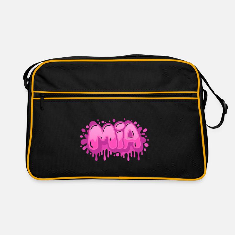 Graffiti MIA Name Geschenk Ideal Druckbar - Retro Tasche - Schwarz/Gold
