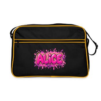 Graffiti  ALICE Prénom cadeau idéal imprimable sur - Sac Retro - noir/or - Devant