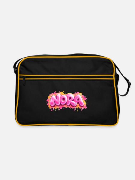 NORA GRAFFITI NAME FOR PERFECT GIFT PRINTABLE on c - Retro Bag - black/gold - Front