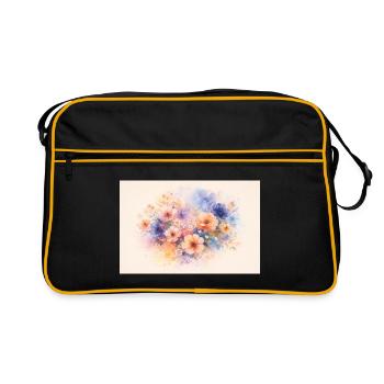 Aquarell-Design - Retro Tasche - Schwarz/Gold - Vorne