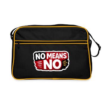 No Means No Consent Awareness Sticker - Retro Bag - black/gold - Front