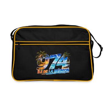 974 Ile de la Reunion Design tropical  - Sac Retro - noir/or - Devant