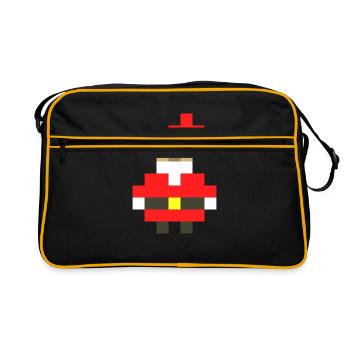 Pixel Weihnachtsmann Weihnachten - Retro Tasche - Schwarz/Gold - Vorne