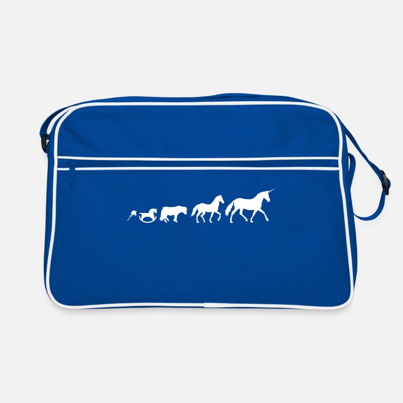 Einhorn Evolution in weiß Retro Tasche