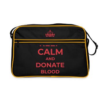 Keep calm and donate blood donating blood - Retro Bag - black/gold - Front